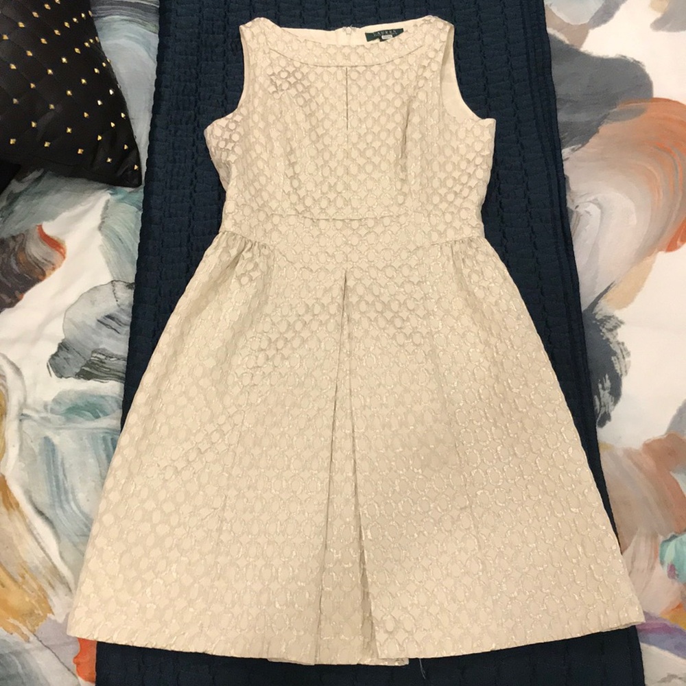 Ralph Lauren gold and cream peplum dress